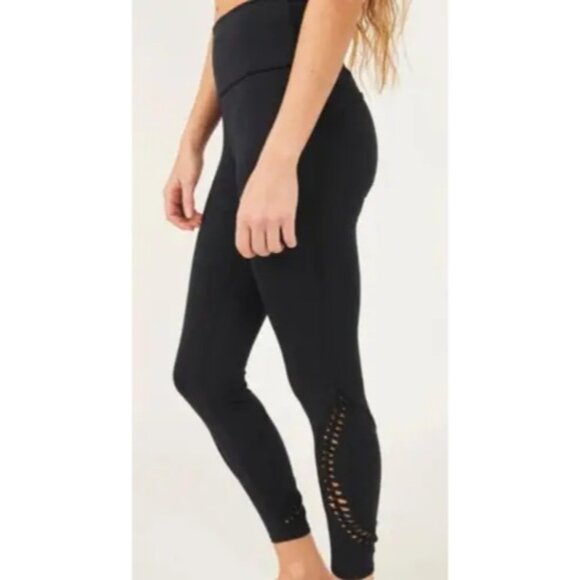 NWOT Free People Black Slit Weave High Waist Athletic Leggings | Athleisure M - Picture 14 of 16